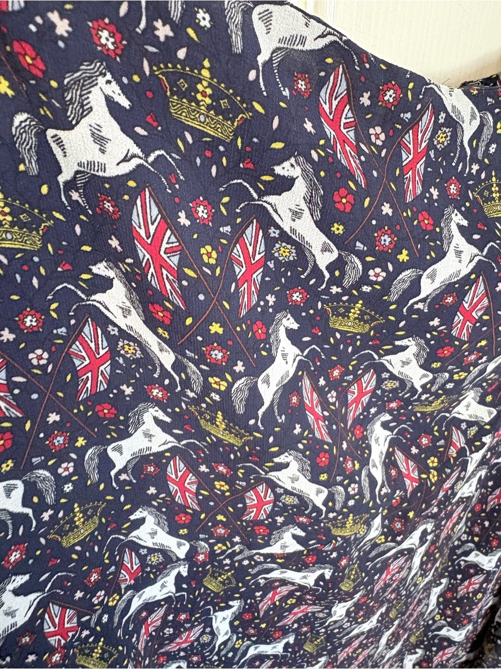 Boden Equestrian Union Jack Horse Print Midi Skirt Size US 12R - Picture 5 of 10